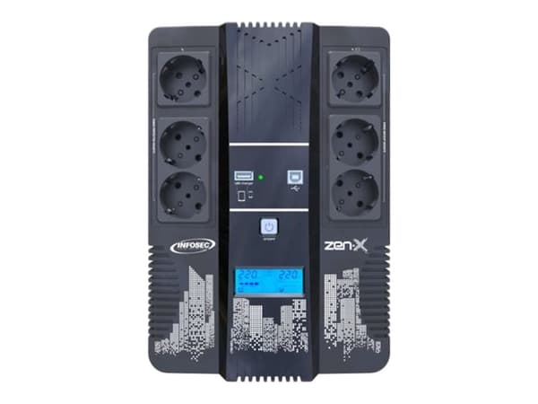 Infosec Zen-X 1000, interaktiivinen tuloliitin, 1 kVA, 600 W, pseudosiini, 162 V, 290 V