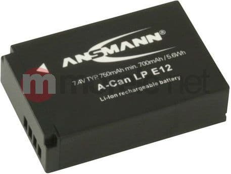 Ansmann A-Can LP-E12 - Batteri - Li-Ion - 750 mAh - for Canon EOS 100D, Kiss M, Kiss M2, Kiss X7, M, M10, M100, M2, M50, Rebel SL1; PowerShot SX70