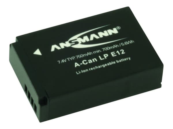 Ansmann A-Can LP-E12 - Batteri - Li-Ion - 750 mAh - for Canon EOS 100D, Kiss M, Kiss M2, Kiss X7, M, M10, M100, M2, M50, Rebel SL1; PowerShot SX70