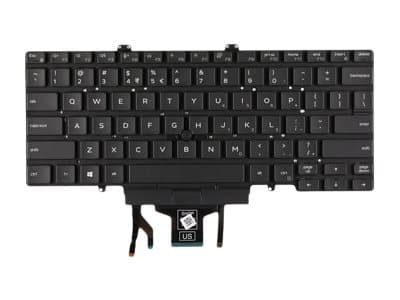 Dell - Ersättningstangentbord för bärbar dator - bakgrundsbelyst - QWERTY - internationell engelska - rekonditionerad - för Latitude 5410, 5411