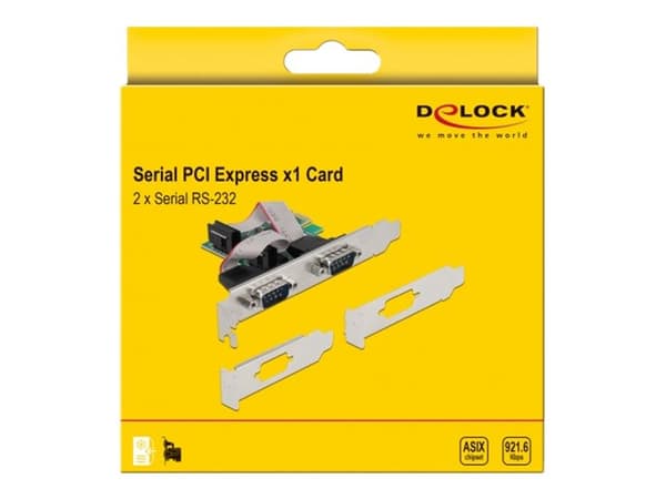 Delock - Seriell adapter - PCIe 2.0 låg profil - RS-232 x 2 - grön