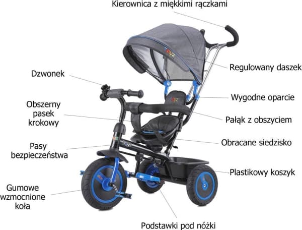 Caretero Rowerek 3-kołowy Buzz Grey