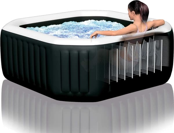 Intex PureSpa Jet & Bubble Deluxe, 795 L, 4 henkilö(t), Kahdeksankulmainen, Pore/suihkuhieronta, PVC-muovi, Musta