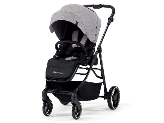 Kinderkraft VESTO stroller, Baldakin, Tradisjonell barnevogn, Solide hjul, Sammenleggbar, Grå