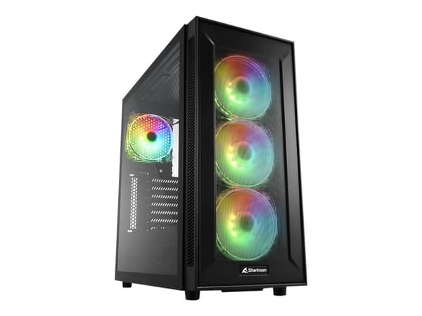 Sharkoon TG6M RGB - Tower - ATX - genomskinlig sidopanel (härdat glas) - ingen strömförsörjning - USB/ljud