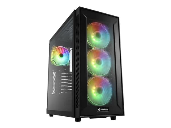 Sharkoon TG6M RGB - Tower - ATX - genomskinlig sidopanel (härdat glas) - ingen strömförsörjning - USB/ljud