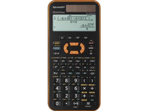 Sharp EL-W531 XG Skolelommeregner Orange Display (indstil): 12 solcelle-drift, Batteridrevet (B x H x T) 79.6 x 15.5 x 161.5 mm