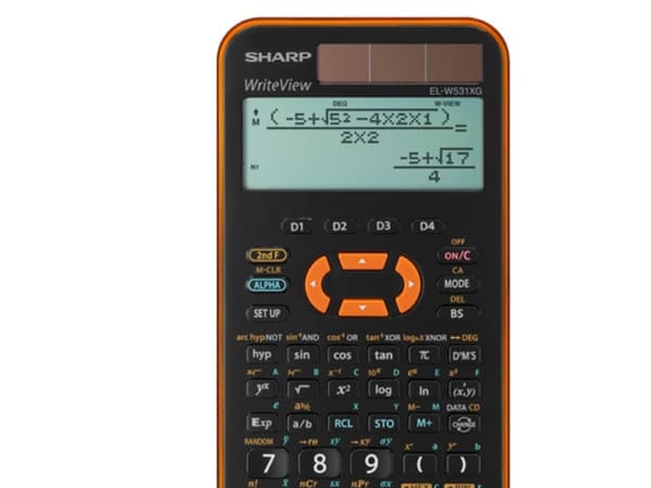 Sharp EL-W531 XG Skolelommeregner Orange Display (indstil): 12 solcelle-drift, Batteridrevet (B x H x T) 79.6 x 15.5 x 161.5 mm
