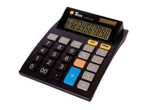 Twen J 1010 Bordlommeregner Sort Display (indstil): 10 solcelle-drift, Batteridrevet (L x B x H) 144 x 112 x 40 mm