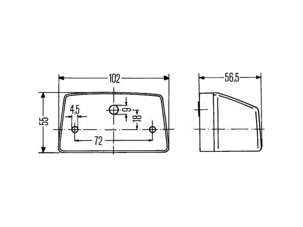 Hella 2KA 003 389-061, R10W, 12 - 24 V, Tyskland, 55 mm, 56,5 mm