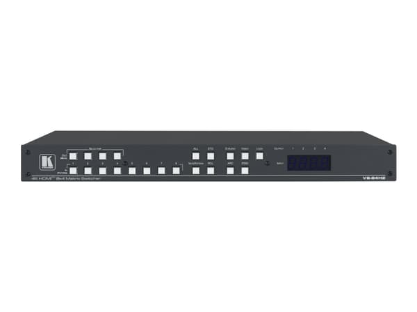 Kramer VS-84H2 8x4 4K HDR HDCP 2.2 Matrix Switcher with Digital Audio Routing - Video-/ljudomkopplare - skrivbordsmodell, rackmonterbar