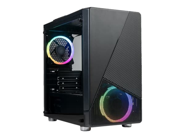 AZZA Noir - Mid tower - micro ATX - genomskinlig sidopanel (härdat glas) - ingen strömförsörjning (ATX) - svart - USB/ljud