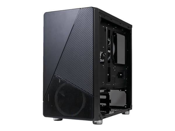AZZA Noir - Mid tower - micro ATX - genomskinlig sidopanel (härdat glas) - ingen strömförsörjning (ATX) - svart - USB/ljud