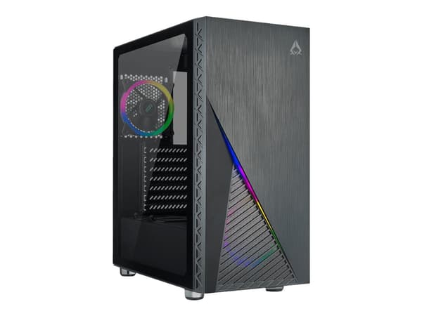 AZZA Zeno - Mid tower - utökad ATX - genomskinlig sidopanel (härdat glas) - ingen strömförsörjning (ATX) - svart - USB/ljud Svart