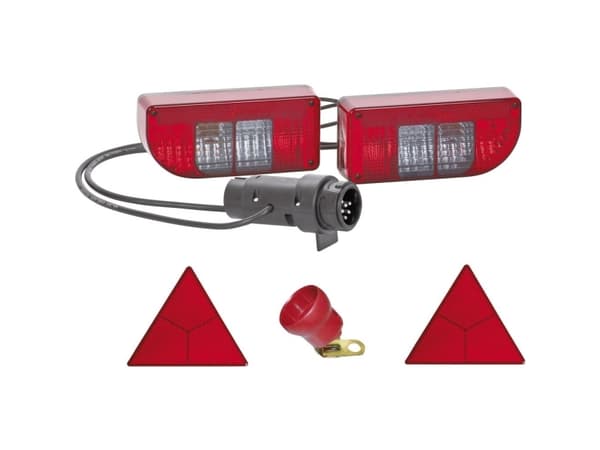 SecoRüt Trailerbelysningssats 7/13-polig Blinkers, bakljus, bromsljus, dimbakljus, registreringsskyltbelysning, bakre reflektor 12 V Klarglas