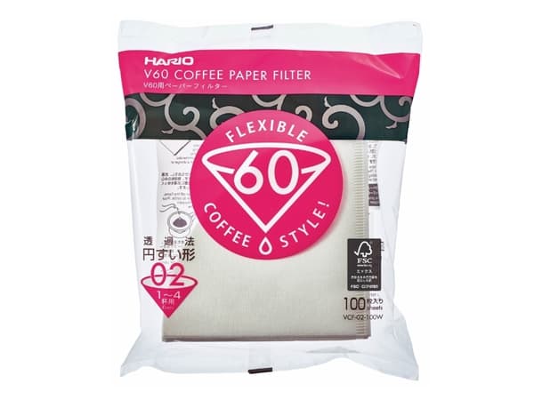 Hario VCF-02-100W, Bägare, Kaffefilter, engångs, papper, Vit, 100 g, 100 styck