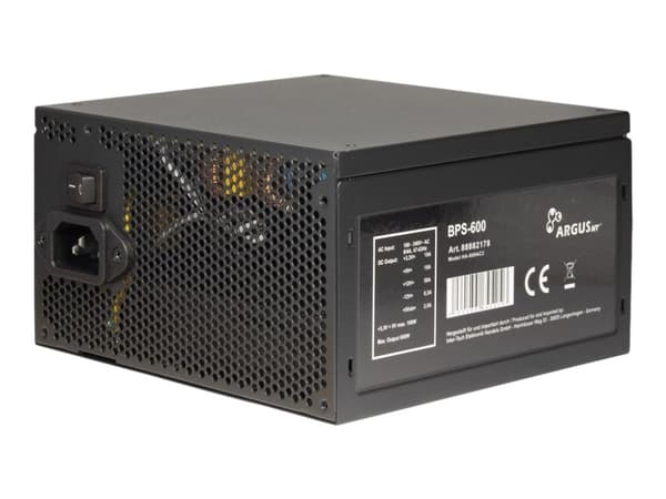 Argus BPS-600 - Nätaggregat (intern) - ATX12V 2.4 - 80 PLUS Bronze - AC 100/240 V - 600 Watt - aktive PFC