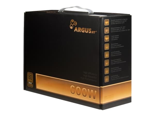 Argus BPS-600 - Nätaggregat (intern) - ATX12V 2.4 - 80 PLUS Bronze - AC 100/240 V - 600 Watt - aktive PFC