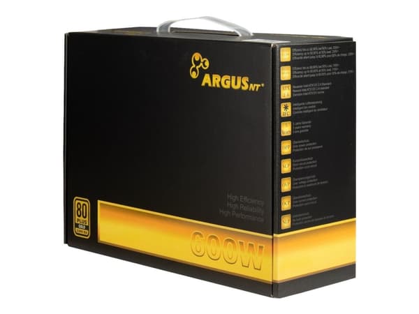 Inter-Tech Argus GPS-600, 600 W, 100 - 240 V, 47 - 63 Hz, 8/4 A, 100 W, 600 W