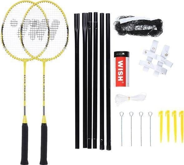 ØNSKE ALUMTEC 4466 BADMINTON RAKETTER GUL 2STK + SHUTTERS 3STK + NETT + ØNSKELINJER