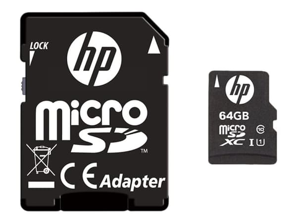 HP mi210 - Flashminnekort (microSDXC til SD-adapter inkludert) - 64 GB - UHS-I U1 / Class10 - microSDXC UHS-I
