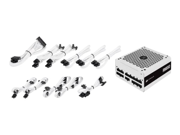 CORSAIR RM White Series RM850 - Nätaggregat (intern) - ATX12V 2.4/ EPS12V - 80 PLUS Gold - AC 100-240 V - 850 Watt - Europa - vit Vit