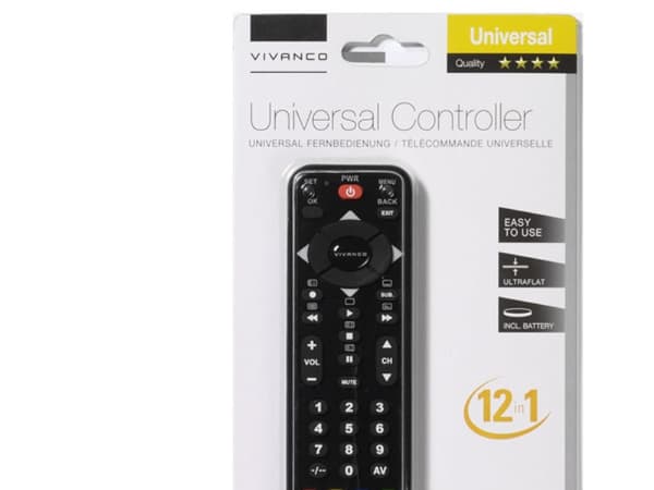 Vivanco UR 12 BN, CD/MD, DVD/Blu-ray, SAT, TV, Digitalbox för TV, VCR, Tryckknappar, Svart