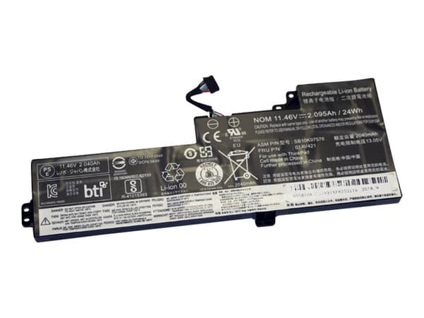BTI - Batteri til bærbar PC (tilsvarer: Lenovo 01AV421) - litiumpolymer - 3-cellers - 2094 mAh - 24 Wh - for Lenovo ThinkPad T470 20HD, 20HE, 20JM, 2