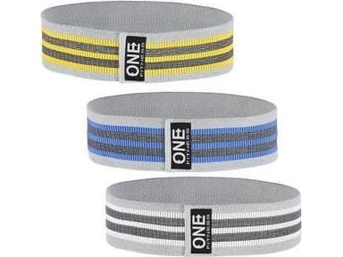 One Fitness Hip Band HB001 Sett forskjellige motstandsnivåer i flerfarget 3 stk.