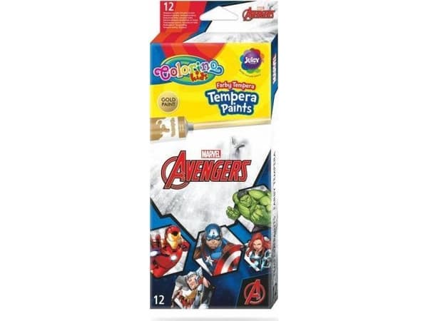 Patio Tempera paints 12 colors in tubes of 12 ml Avengers Colorino Kids 91451