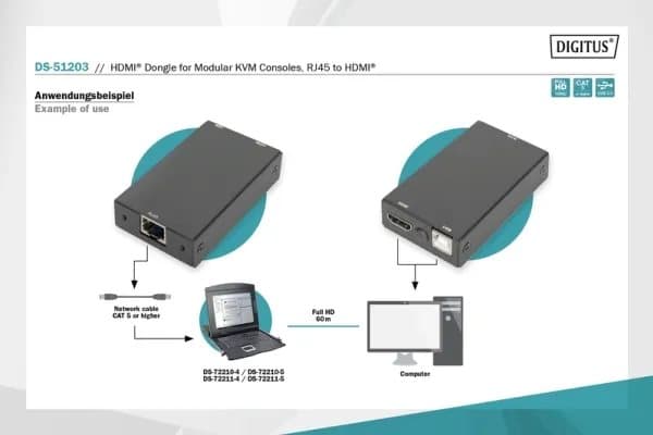 DIGITUS - KVM / lydutvider - USB - opp til 60 m
