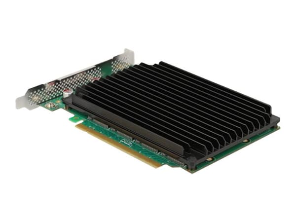PCI EXPRESS X16-KORT TIL 4 X INTERN NVME M.2 NØKKEL M MED KJØLFØLLE - BIFURKASJON Sort