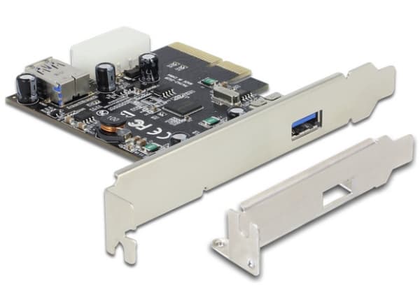 Delock PCI Express x4 Card > 1 x external + 1 x internal SuperSpeed USB 10 Gbps (USB 3.1, Gen 2) - USB-adapter - PCIe 3.0 x4 låg profil - USB 3.1 x 1