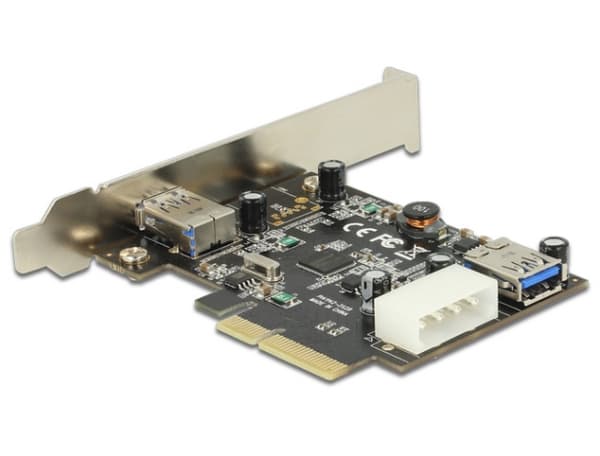 Delock PCI Express x4 Card > 1 x external + 1 x internal SuperSpeed USB 10 Gbps (USB 3.1, Gen 2) - USB-adapter - PCIe 3.0 x4 låg profil - USB 3.1 x 1