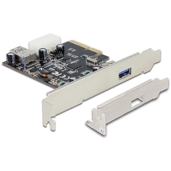Delock PCI Express x4 Card > 1 x external + 1 x internal SuperSpeed USB 10 Gbps (USB 3.1, Gen 2) - USB-adapter - PCIe 3.0 x4 låg profil - USB 3.1 x 1