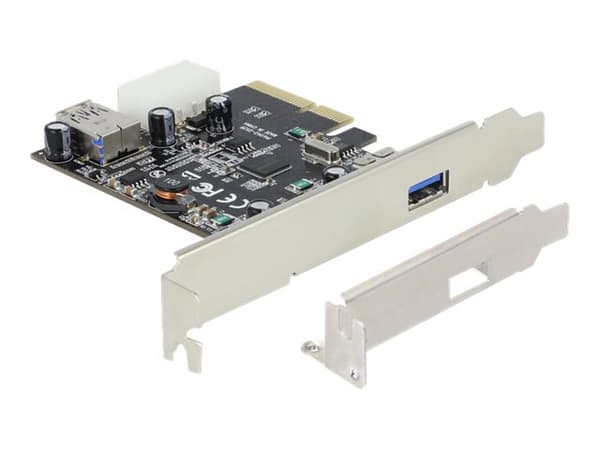 Delock PCI Express x4 Card > 1 x external + 1 x internal SuperSpeed USB 10 Gbps (USB 3.1, Gen 2) - USB-adapter - PCIe 3.0 x4 låg profil - USB 3.1 x 1