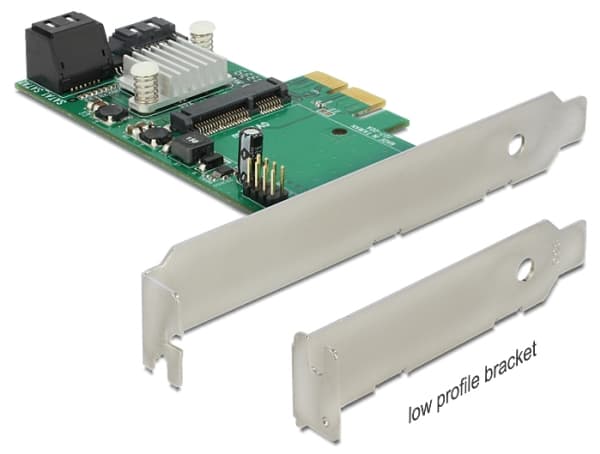 Delock Hybrid 3 x internal SATA 6 Gb/s + 1 x internal mSATA - Kontrollerkort (RAID) - 4 Kanal - SATA 6Gb/s / mSATA - RAID RAID 0, 1 - PCIe 2.0 x2