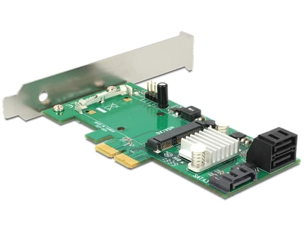 Delock Hybrid 3 x internal SATA 6 Gb/s + 1 x internal mSATA - Kontrollerkort (RAID) - 4 Kanal - SATA 6Gb/s / mSATA - RAID RAID 0, 1 - PCIe 2.0 x2