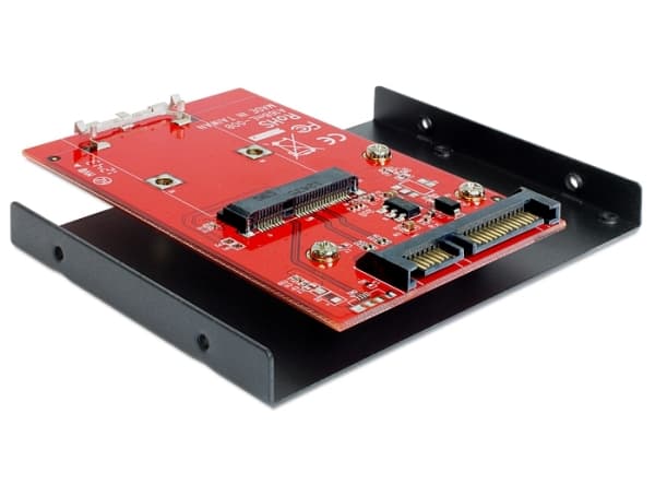 Delock Converter SATA 22 pin > mSATA with 3.5" Frame - Diskkontroller - mSATA - SATA 6Gb/s - SATA 6Gb/s