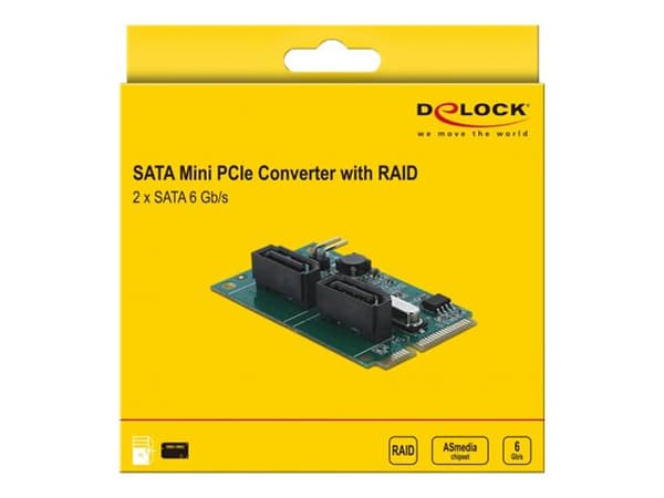 Delock - Kontroller for lagring (RAID) - 2-kanals - SATA 6Gb/s - RAID 0, 1 - PCIe 2.0 minikort