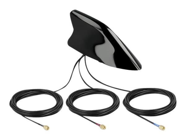 Delock - Antenn - hajfena - navigering, cellulär, Wi-Fi - 28 dBi, 3.5 dBi (for 698 - 960 MHz), 3 dBi (för 2400 MHz - 2.483,5 MHz), 3.5 dBi (for 1710