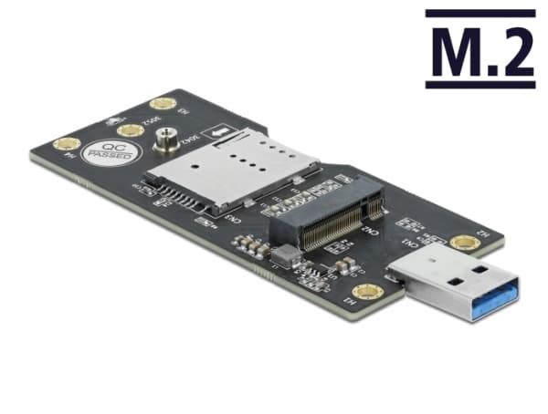 DeLOCK 63166, USB A-tyyppi, M.2, Musta, 38 mm, 93 mm, 6 mm