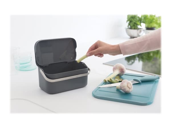 Brabantia - Food waste caddy - flipp-lokk - håndtak - mørk grå