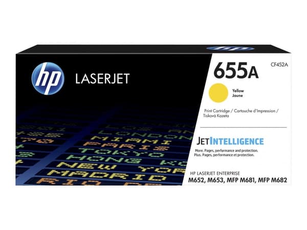 HP 655A alkuperäinen keltainen LaserJet-värikasetti, 10500 sivua, Keltainen, 1 kpl