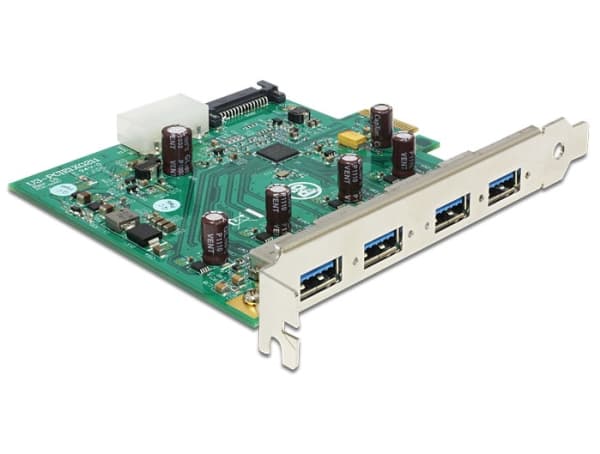 Delock PCI Express-kort > 4 x USB 3.0 - Lagring / USB3.0-kontroller - USB 3.0 - 5 GBps - PCIe 2.1 x1