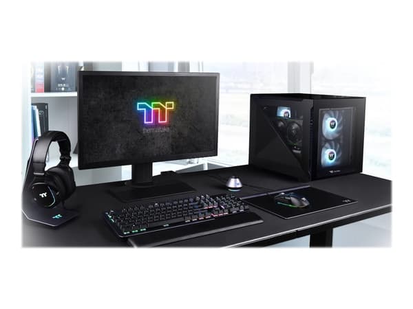 Thermaltake Divider 200 TG - Micro case - micro ATX - genomskinlig sidopanel (härdat glas) - ingen strömförsörjning (PS/2) - svart - USB/ljud