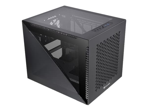 Thermaltake Divider 200 TG Air - Micro case - micro ATX - sidepanel med vindu (herdet glass) - ingen strømforsyning (PS/2) - svart - USB/lyd
