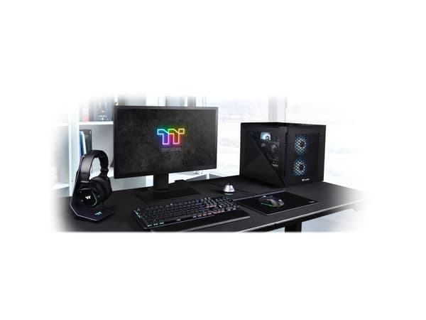 Thermaltake Divider 200 TG Air - Micro case - micro ATX - sidepanel med vindu (herdet glass) - ingen strømforsyning (PS/2) - svart - USB/lyd Sort