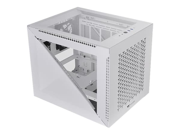 Thermaltake Divider 200 TG Air Snow - Micro case - micro ATX - sidepanel med vindu (herdet glass) - ingen strømforsyning (PS/2) - hvit - USB/lyd