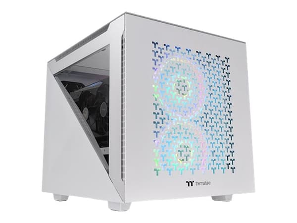 Thermaltake Divider 200 TG Air Snow - Micro case - micro ATX - sidepanel med vindu (herdet glass) - ingen strømforsyning (PS/2) - hvit - USB/lyd